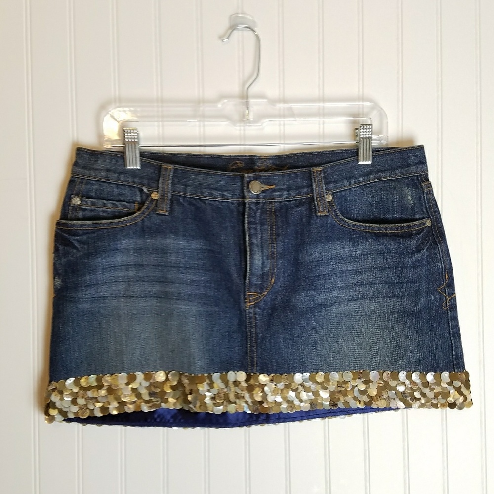 Ezra Fitch by Abercrombie Jean Skirt Shell Trim